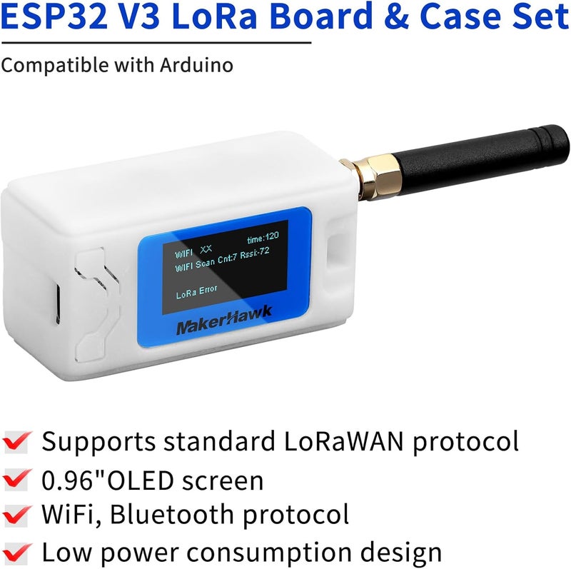 MakerHawk 3 Set ESP32 LoRa V3 Development Board + N30 Protect Case Set - with 915MHz Antenna and SX1262 LoRa V3 Devices for Meshtastic Ar duino LoRawan IOT - Image 5